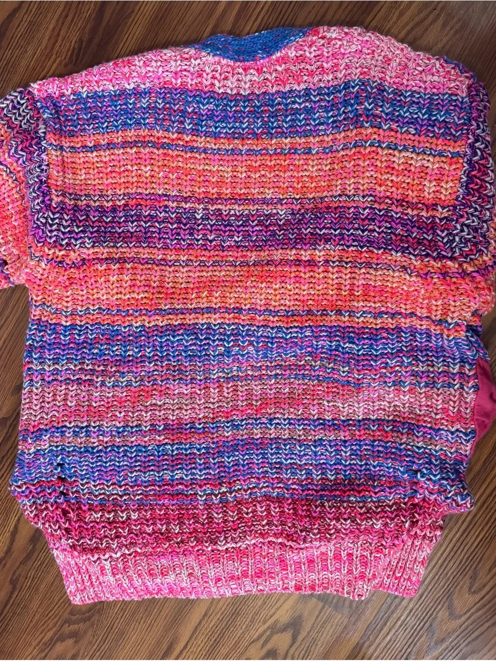Free People Chunky Knit Open Front Cardigan Sweater Multicolor Boho Oversized XS